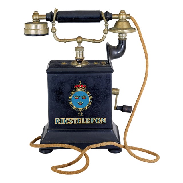 Early 20th Century Swedish Metal Telephone from Rikstelefon, 1900s For Sale