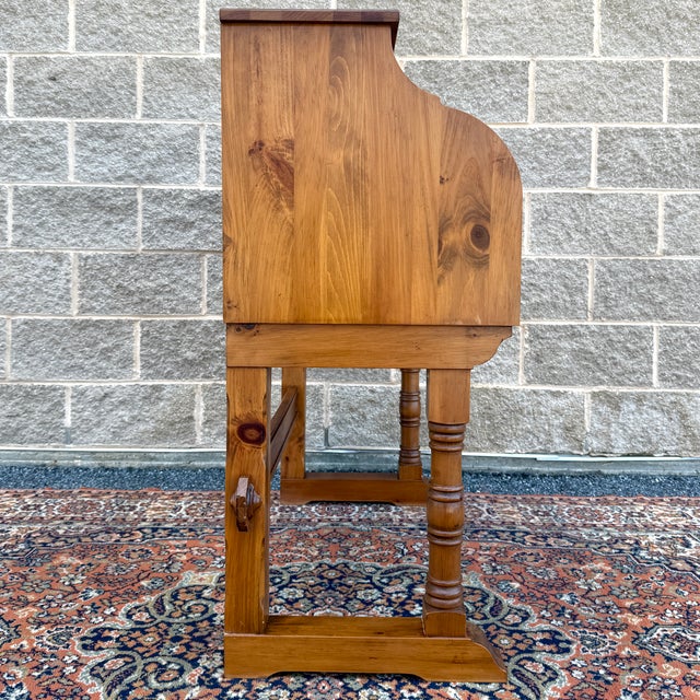 Vintage Pennsylvania House Rustic Traditional Solid Pine Secretary Desk With Sliding Leather Tray For Sale - Image 14 of 18