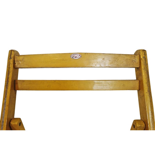 Wood Antique India Yellow Folding Chair For Sale - Image 7 of 10