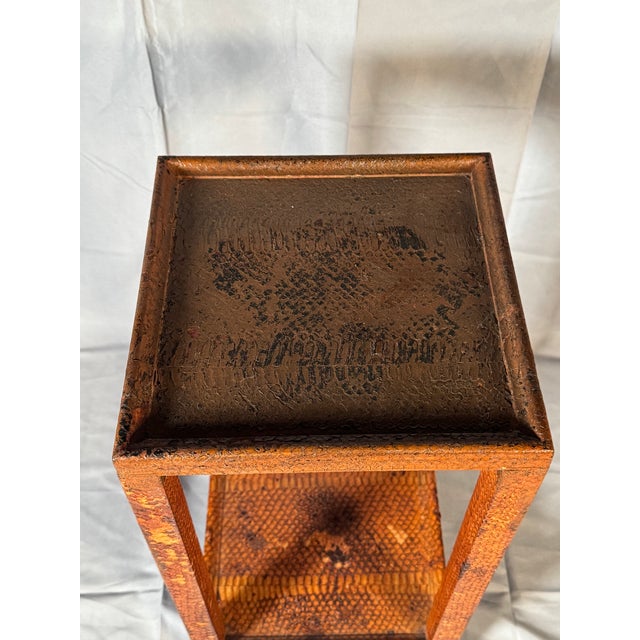 Karl Springer LTD 1970s Snakeskin Two-Tier Side Table, Attributed to Karl Springer For Sale - Image 4 of 10