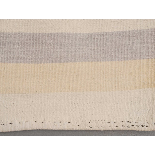 1970s Vintage Handmade Wool Cotton White Orange Area Rug For Sale - Image 4 of 11