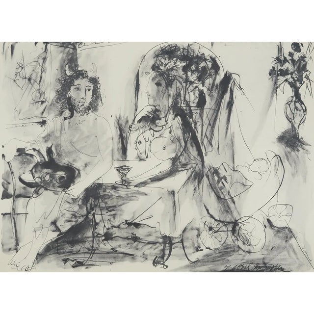 Pablo PICASSO (1881-1973) The mask, 1967 Lithograph enhanced with a stencil after a watercolor (Jacomet process) Unsigned...