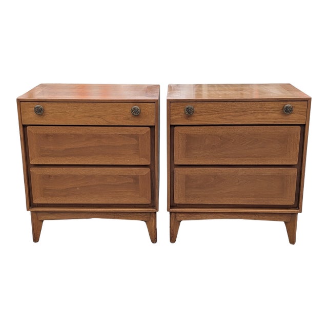 Vintage Walnut Nightstand by Red Lion Circa 1960s - A Pair For Sale