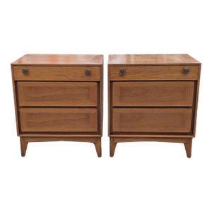 Vintage Walnut Nightstand by Red Lion Circa 1960s - A Pair