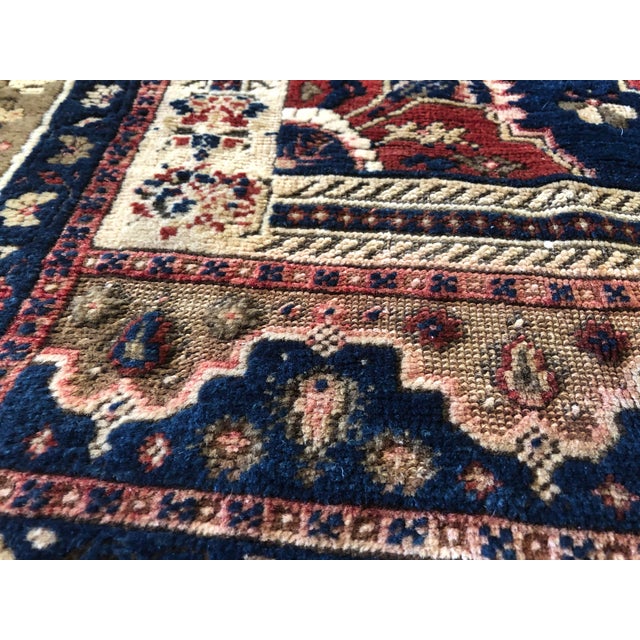 Navy Blue Early 20th Century Antique Floral Double Niche Carpet - 3′2″ × 5′9″ For Sale - Image 8 of 13