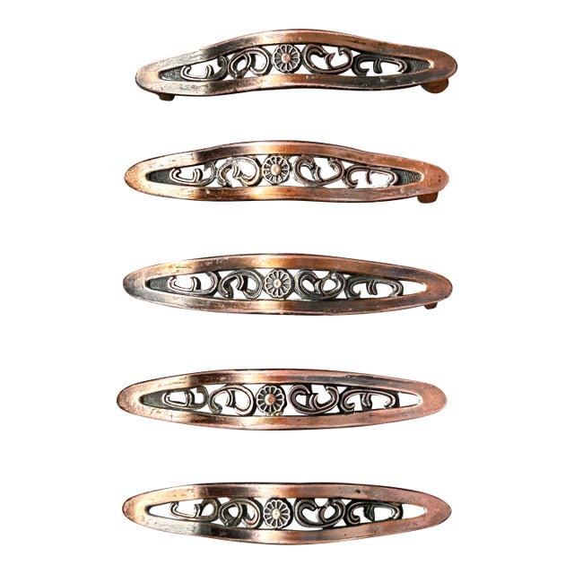 Late 20th Century Copper Drawer Pulls - Set of 5 For Sale