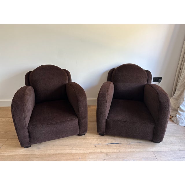 Set of Art Deco Armchairs in Dark Brown Alpaca, 1930s For Sale - Image 9 of 9