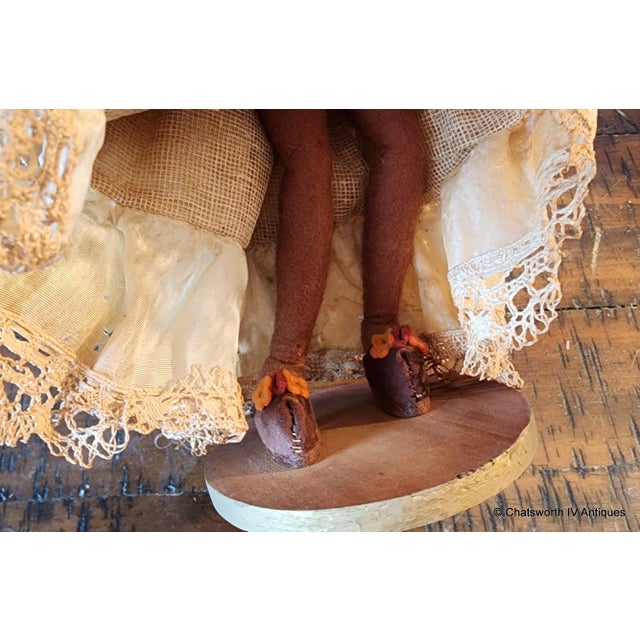 Brown Vintage Hand-Made Cloth & Wire Female Woman Doll W/ Jug, C1940s For Sale - Image 8 of 8