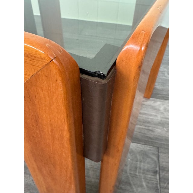 Gray Vintage Italian Coffee Table in Wood and Smoked Glass Top, 1970s For Sale - Image 8 of 11