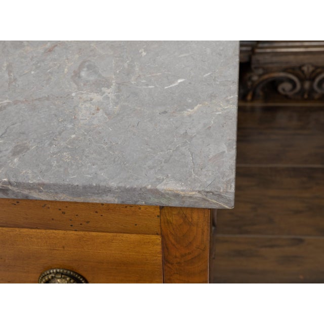 French French 19th Century Petite Commode with Grey Marble Top and Two Drawers For Sale - Image 3 of 12