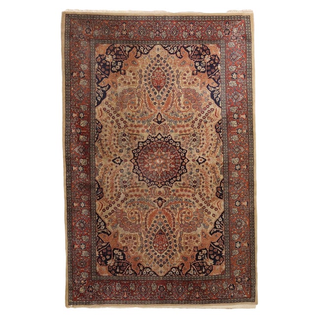 Lahore Cotton Wool Thin Knot Rug, India For Sale