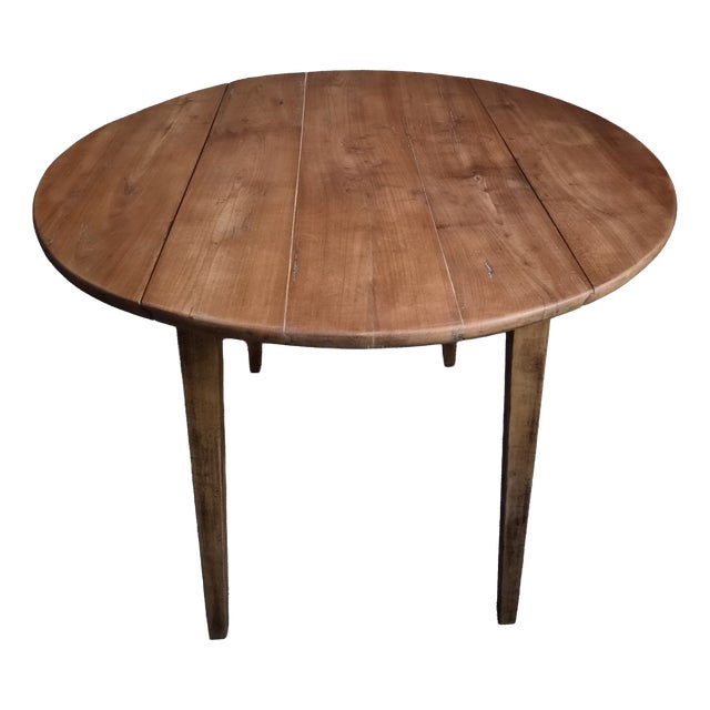 Antique French Rustic Cherrywood Drop-Leaf Table, 1900s For Sale
