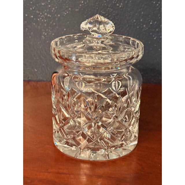 Vintage Crystal Cut Glass Biscuit - Cookie - Candy Jar - Pineapple Cut For Sale - Image 13 of 14