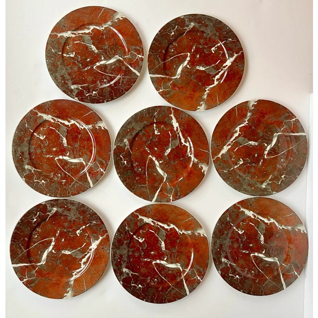 Set of eight Villeroy & Boch Marble Pattern Charger/Dinner Plates. Signed "Villeroy & Boch".