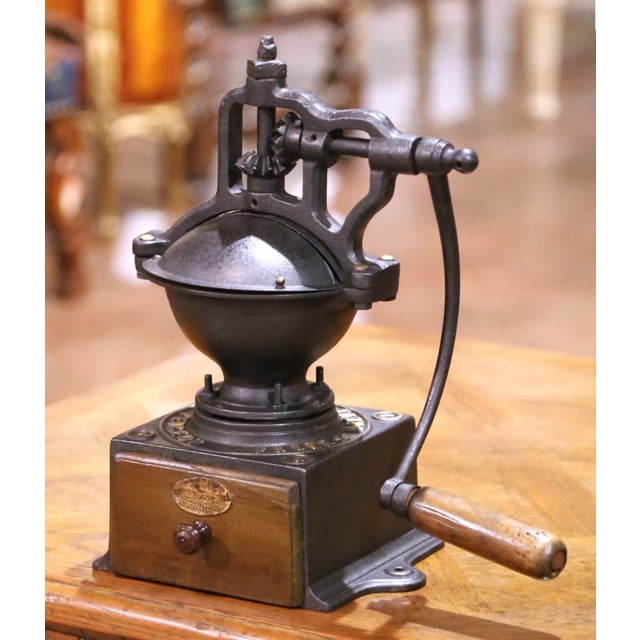 Early 20th Century Early 20th Century French Peugeot Frères Cast Iron Coffee Grinder, Model A For Sale - Image 5 of 17