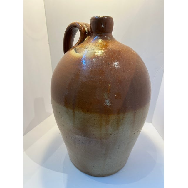 Taupe Large 19th-Century Two-Tone Salt-Glazed Stoneware Jug For Sale - Image 8 of 12