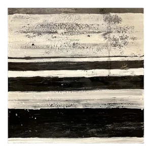 Lynn Basa Encaustic Black and White Stripe Panel "The Speckled Band" 2013