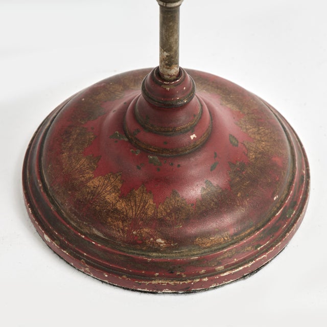 Antique French Red Tole Neo Classic Bouillotte Table Lamp For Sale - Image 9 of 9