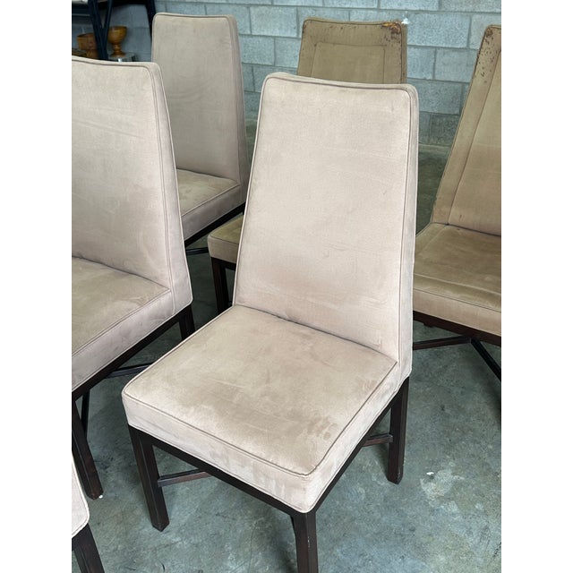 Tan 1960s Roger Sprunger for Dunbar Tall Back Dining Chairs- Set of 6 For Sale - Image 8 of 12