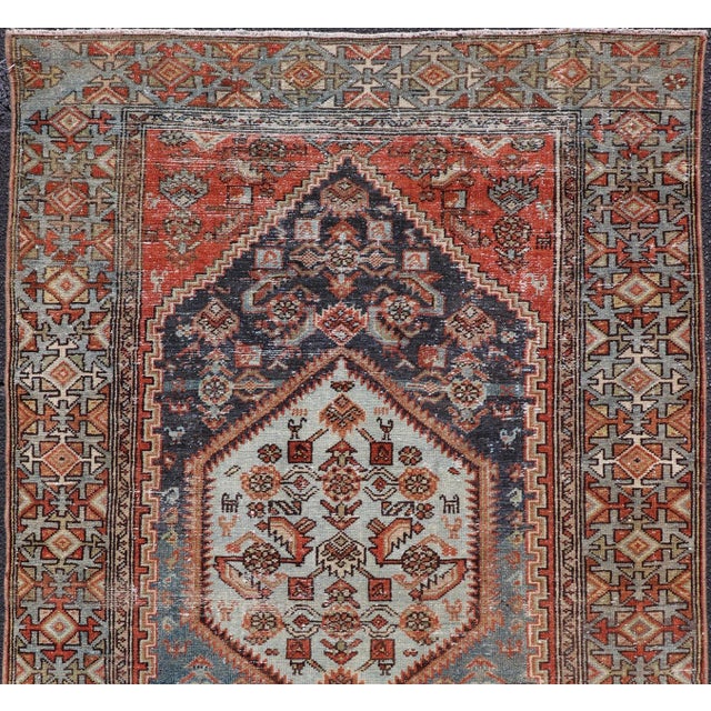 Antique Persian Hamadan Rug With Medallion and Rich Geometric Border 3'10 X 6'1 For Sale In Atlanta - Image 6 of 10