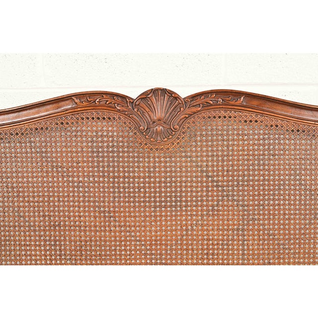 1960s Henredon French Provincial Louis XV Carved Walnut and Cane Twin Size Headboards, Pair For Sale - Image 5 of 9