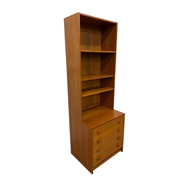Vintage Danish Modern Domino Møbler 2-Piece Lingerie Bookcase, circa 1970s, beautifully crafted in Denmark. This tall,...