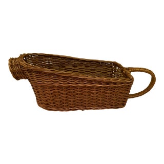 Mid 20th Century Vintage Wicker Wine Basket For Sale