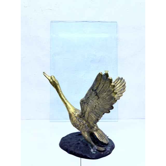 Gold Hollywood Regency Swan Brass Coffee Table Base, 1960s For Sale - Image 8 of 18
