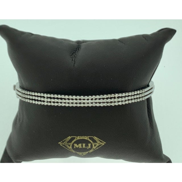 1.3 Carat Diamond Three Rows Bangle /Bracelet in 18 Karat White Gold 15 Grams For Sale - Image 18 of 18