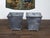 Early 21st Century Pair of Industrial Style Grey Metal Planters with Tapered Lines and Ring Pulls For Sale - Image 5 of 11
