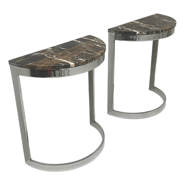Half-Moon Console Tables, 1970s, Set of 2 For Sale