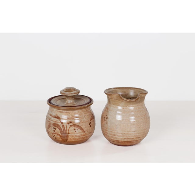 1988 Handmade Studio Pottery Sugar Bowl & Creamer Set | Signed by Artist For Sale - Image 4 of 12