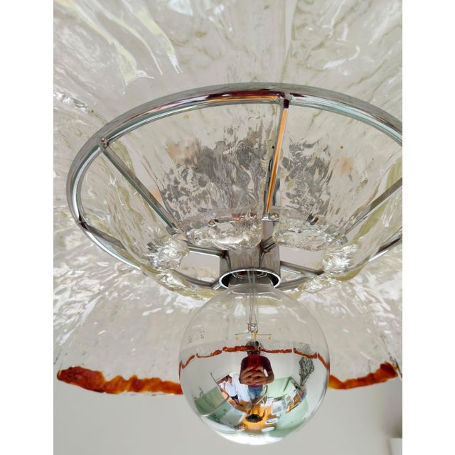 Murano Glass Pendant Lamp with 8 Petals attributed to Carlo Nason for AV Mazzega, 1970s For Sale - Image 3 of 11
