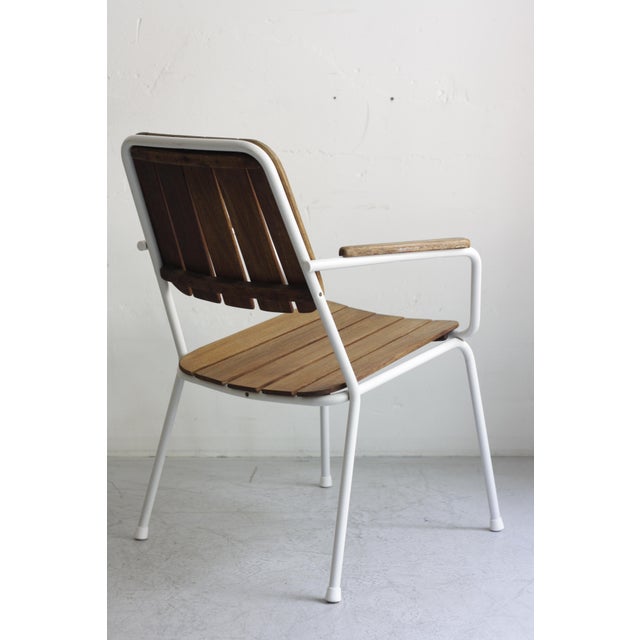 Mid-Century Modern Mid-Century Modern Daneline Garden Chairs in Tubular Steel and Teak, 1970s, Set of 4 For Sale - Image 3 of 14