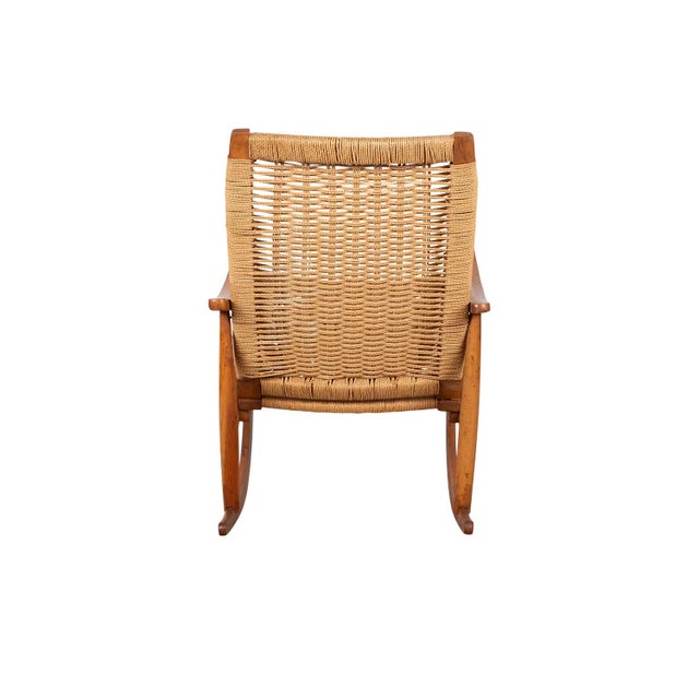 1980s Mid-Century Modern Woven Rocking Chair in the Style of Hans Wegner For Sale In Baltimore - Image 6 of 10