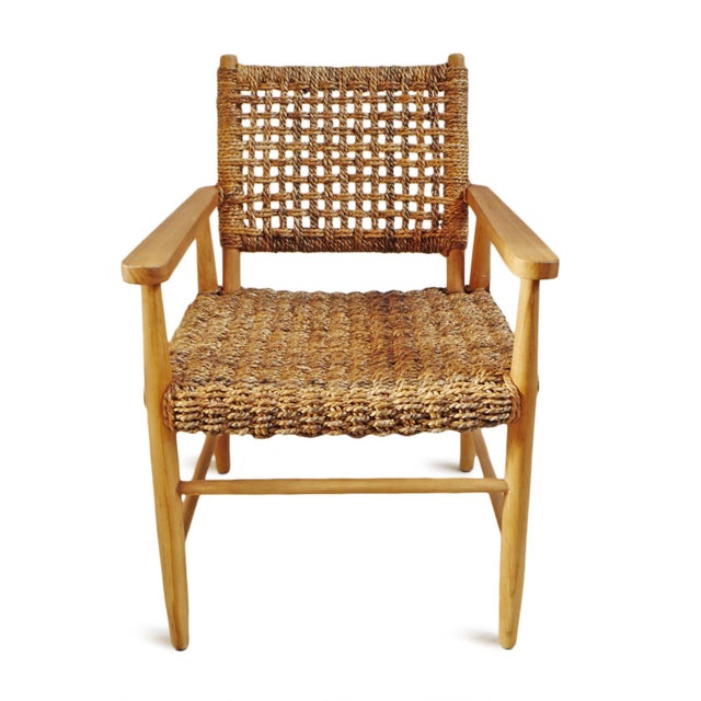 Contemporary Banana Weave & Teak Arm Chair For Sale - Image 3 of 11