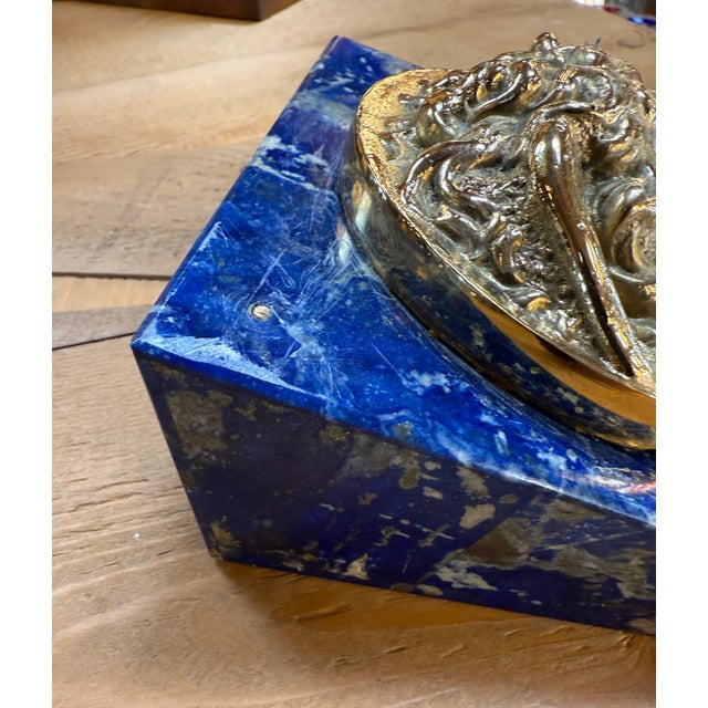 1960s 1960s Italian Lapis Lazuli and Gilt Bronze Medusa Plaque, Gioielleria Tarascio, Rome For Sale - Image 5 of 9