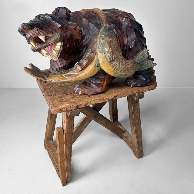 1950s Japanese Hand-Carved Wooden Bear, 1950s For Sale - Image 5 of 18