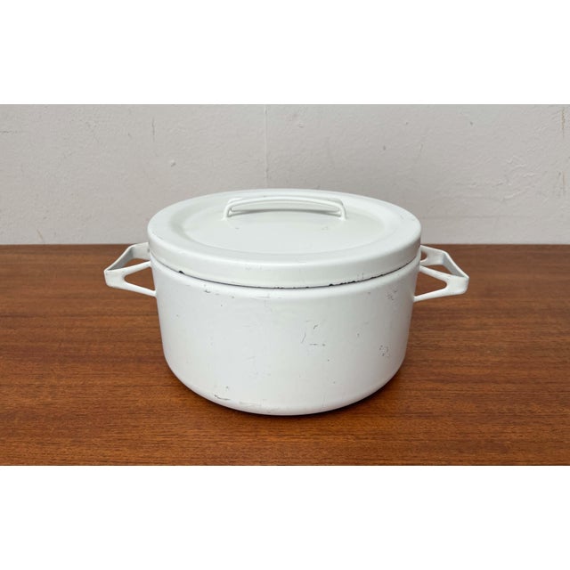 Mid-Century Modern White Enamel Pot by Seppo Mallat for Finel, 1960s For Sale - Image 18 of 18