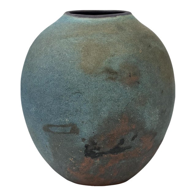 Raku Textured Vessel (1981) For Sale