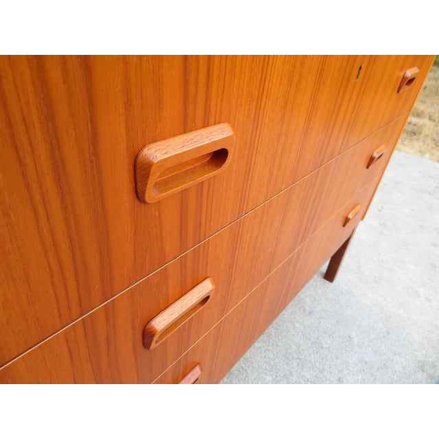 Brown Mid Century Swedish Teak Roll Top Secretary Desk by Egon Ostergaard ~ Scandinavian or Danish Modern Style ~ Vintage Dresser For Sale - Image 8 of 18