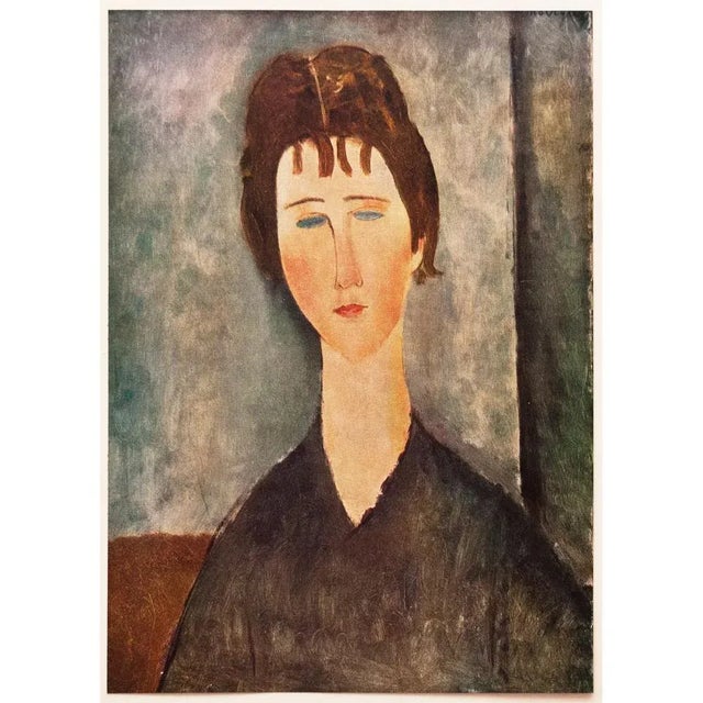 Verdigris 1950s After Modigliani, "Young Girl With Brown Hair" First Edition Full-Color Print For Sale - Image 8 of 10