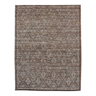 Moroccan Design Rug in Wool Geometric Design in Brown by Keivan Woven Arts For Sale