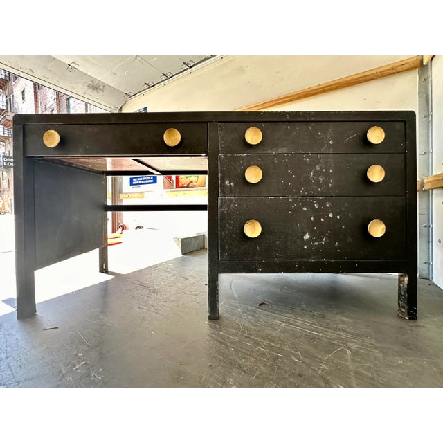 Mid-Century Modern 1940s Machine-Age International Style Steel Military Tanker Writing Desk For Sale - Image 3 of 11