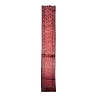 Vintage Hand-Knotted Afghan Bokhara Runner 2'1" X 16' For Sale