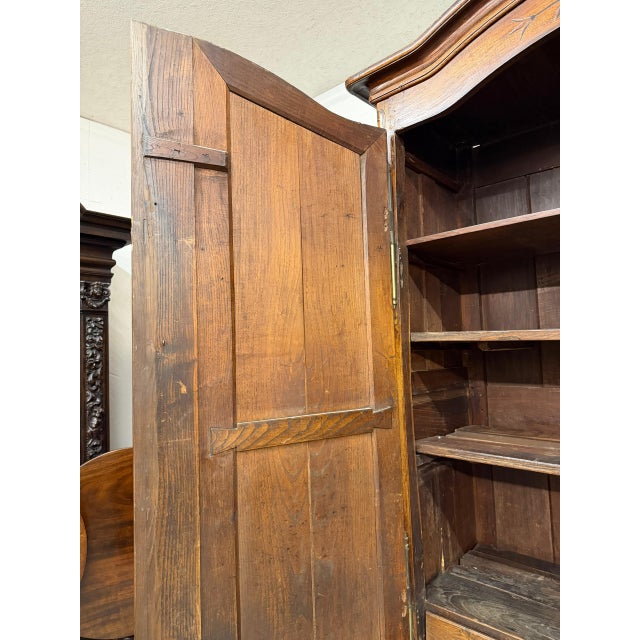 18th Century Country French Louis XV Style Chestnut Armoire With Bonnet Top, Circa 1790 For Sale - Image 11 of 14
