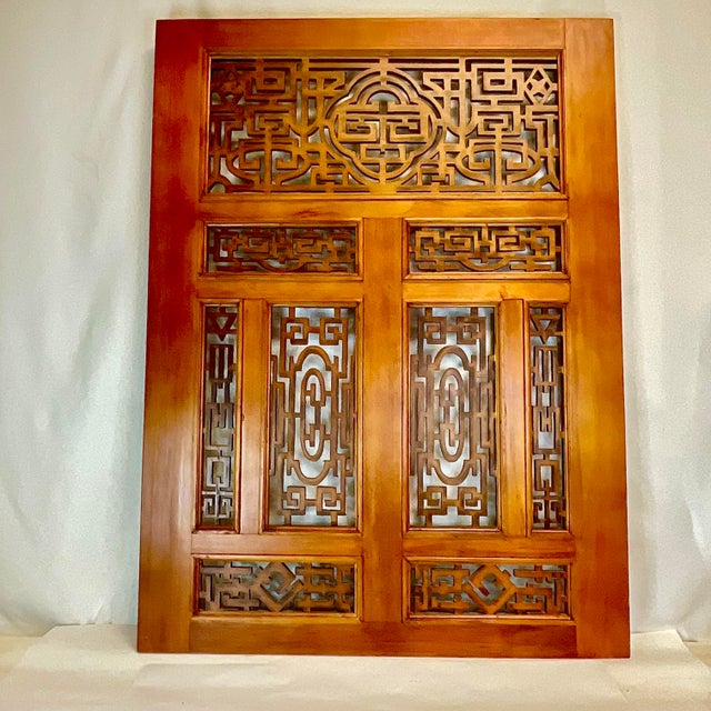 Wood 1970s Vintage Chinoiserie Arts & Crafts Wooden Asian Wall Panel Sculpture For Sale - Image 7 of 12