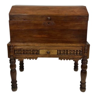 Vintage Mexican Earth Toned Blanket Chest on Stand For Sale