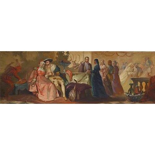 1920s "Tudors in Love" Figurative Oil Painting For Sale - Image 11 of 11
