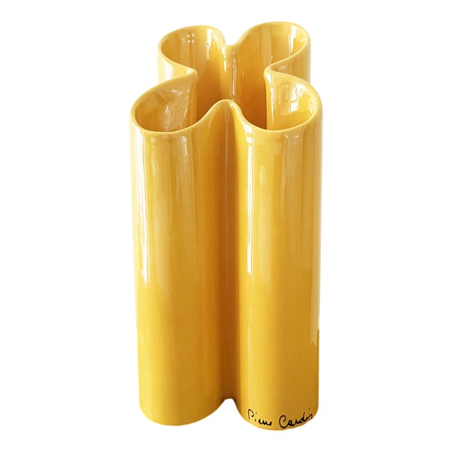 Vintage Yellow Four-Leaf Clover Vase by Pierre Cardin, 1970s For Sale